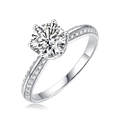 Eleganter Ring aus S925 Silber mit rundem Lab-Diamant und funkelnder Pavé-Fassung - Einstellbar Offen / Moissanit-Ring - Silber - 2ct