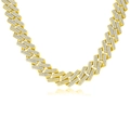 Macro detail of high-polish gold hip hop chain with pave-set shimmering stones - 14MM/45CM / Loose Cargo Style / Gold