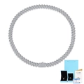 Silver Cuban link necklace with moissanite diamonds and GRA certificate gift set - 14MM/45CM / Gift Box Set Style / Silver