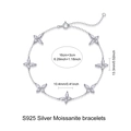 Bracciale in argento S925 con moissanite e ciondoli a farfalla 16cm più 3cm di estensione - Farfalla/Fiore a Cinque Fiori (L14062) / Argento 925 / Lunghezza 16cm+3cm Con Certificato GRA