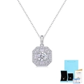 Octagon silver pendant necklace with lab diamonds and GRA certificate in luxury gift set - Length 40+5cm / 1 Carat Moissanite With GRA Certificate And Gift Box