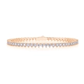 Eleganter S925 Sterling Silber Tennisarmband mit 18k Roségold Beschichtung und Moissanit - 16.5cm / S925 Sterlingsilber-Armband mit Moissanit-Herz, Roségold