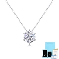 Classic S925 sterling silver six-prong moissanite pendant necklace with silver link chain - S925 Silver (40+5cm) / Moissanite Pendant - 0.5 Carat (With GRA Certificate & Gift Box)