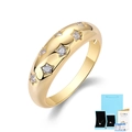 Detail shot of a wide gold star ring with Moissanite stones and GRA certificate - US Size 5 / INS Style (With Certificate & Gift Box) / Gold