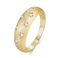 Minimalist gold S925 sterling silver ring featuring brushed texture and star-set moissanite - US Size 7 / Brushed Style / Gold
