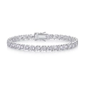 Close-up of S925 hallmark on a hip-hop style silver bracelet with moissanite stones - 16.5cm / Silver