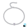 S925 Sterling silver Cuban link bracelet featuring an oval cut moissanite with lobster clasp - 16.5cm / Moissanite 1 Carat Bracelet (With GRA Certificate And Gift Box)