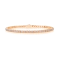 Close-up of rose gold tennis bracelet featuring double-row square links with secure clasp - 16.5cm / Rose Gold