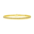 Luxurious double-row gold tennis bracelet with brilliant pavé square links and box clasp - 16.5cm / Gold