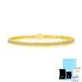 Detailed macro view of gold plated double row moissanite tennis bracelet with GRA certificate - 16.5cm / Gold + Certificate + Gift Box