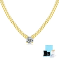 Vergoldete S925 Silber Gliederkette mit Moissanit Anhänger und GRA Zertifikat im Set - 1ct mit GRA Zertifikat und Geschenkbox / S925 Silber / Kettenlänge 45 + 5 cm / Gold