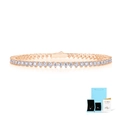 Elegantes Tennisarmband in Roségold mit runden Moissanit-Steinen und GRA-Zertifikat - 16.5cm / S925 Sterlingsilber-Armband mit Moissanit-Herz, Roségold + GRA-Zertifikat + Geschenkbox