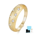 Elegant gold S925 sterling silver ring with brushed finish and Moissanite star settings - US Size 5 / Brushed Style (With Certificate & Gift Box) / Gold