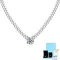 Elegante S925 Sterling Silber Panzerkette mit einem runden Moissanit Solitär-Anhänger - 1ct mit GRA Zertifikat und Geschenkbox / S925 Silber / Kettenlänge 45 + 5 cm / Silber