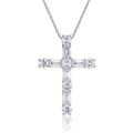 Elegant 925 sterling silver cross pendant necklace with sparkling moissanite stones - Moissanite Cross Pendant