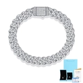 Silbernes Moissanit Cuban Armband mit GRA-Zertifikat und blauer Schmuckschachtel - 20cm / Silber-Mit Zertifikat Box