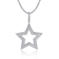 Colgante de estrella hip hop en plata de ley S925 con brillantes piedras de moissanita - Colgante de Estrella(P15384)