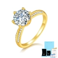 Goldener Sechs-Klauen-Ring mit Zuchtdiamant, Pavé-Band, GRA-Zertifikat und Geschenkbox - Einstellbar Offen / Moissanit (Mit Zertifikat & Geschenkbox) / 1 ct / Gold
