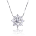 Vue détaillée du pendentif tournesol en argent 925 avec des pierres de moissanite brillantes - 0.5 ct