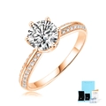 Roségoldener S925 Silberring mit rundem Diamant und GRA Zertifikat im Set - Einstellbar Offen / Moissanit-Ring - Roségold - 1ct + GRA Zertifikat + Geschenkbox