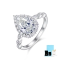 Teardrop halo moissanite ring set with GRA certificate and luxury gift packaging - US Size 5 / 3 Carat Moissanite (Includes GRA Certificate and Gift Box)