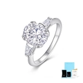 Dettaglio dell'anello in moissanite taglio ovale con pietre baguette e certificato GRA - US 5 / Anello Ovale (Con GRA e Confezione Regalo)