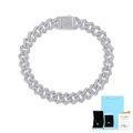 Silver S925 Cuban link bracelet with moissanite pave setting and GRA certificate - L / Gift Box Set (With Certificate) / Silver