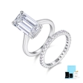 Set di anelli in argento S925 con moissanite taglio smeraldo e certificato GRA - Taglia US 5 / Set di Anelli Moissanite 5ct Con Certificato GRA E Scatola Regalo