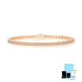 Double-row square link tennis bracelet in rose gold finish with moissanite diamonds - 16.5cm / Rose Gold + Certificate + Gift Box