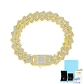 Gold moissanite Cuban link bracelet with GRA certificate and premium blue gift box - L / Gift Box Set (With Certificate) / Gold