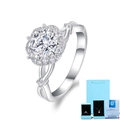 Bague en argent 925 moissanite 1 carat avec anneau torsadé et coffret cadeau de luxe - Taille US 5 / Bague Diamant de Laboratoire (1 Carat) Avec Certificat NGTC Et Boîte Cadeau