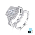S925 zilveren moissanite ring set met gedraaide pave band en GRA certificaat - US Maat 5 / Moissaniet Ring Set (Met Geschenkdoos & Certificaat)