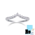 Detail view of V-shaped S925 sterling silver ring with GRA certificate and gift packaging - US Size 5 / Moissanite Ring (With Certificate & Gift Box) / Silver