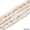 Perles turquoise blanches en forme d'os avec texture grise pour bijoux DIY 9x13mm - Colonne Irrégulière Facettée / 9x13mm (1 Fil/Paquet) / Blanc