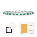 Bracciale tennis con pietre verde smeraldo e diamanti moissanite in argento S925 - 16.5cm / Verde (Smeraldo + Moissanite)