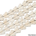 Perles papillon en turquoise synthétique blanche avec texture vintage, taille 12x14mm - Petit Papillon / 12x14mm (1 Fil/Paquet) / Blanc