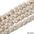 Perles en howlite blanche 8x14mm en forme d'os avec veines brunes pour bijoux DIY - Os / 8x14mm (1 Fil/Paquet) / Blanc