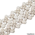 Perles papillon en howlite blanche avec veines brunes pour création de bijoux 14x20mm - Papillon / 14x20mm (1 Fil/Paquet) / Blanc