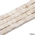 Perles carrées en howlite de 10mm avec marbrures brunes pour création de bijoux DIY - Cube / 10mm (1 Fil/Paquet) / Blanc