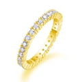Fashionable S925 sterling silver ring with full pavé moissanite in golden finish - US Size 5 / 2mm Moissanite Ring (R13148) / Gold