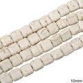 Perles carrées en howlite 10mm avec marbrures brunes pour création de bijoux DIY - Carré Plat / 10mm (1 Fil/Paquet) / Blanc