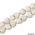 Perles de howlite blanche en forme de cœur avec veines brunes pour bijoux DIY, 9x10mm - Cœur / 9x10mm (1 Fil/Paquet) / Blanc