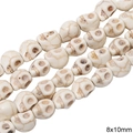 Perles tête de mort en turquoise blanche 8x10mm pour la création de bijoux DIY - Crâne / 8x10mm (1 Fil/Paquet) / Blanc