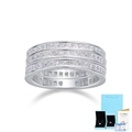 Detailed macro view of triple-row moissanite ring with luxury gift box and GRA certificate - US 5 / Silver Three Row Square Cut Style (With GRA Certificate and Gift Box)