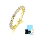 Gold plated S925 silver eternity ring with moissanite stones and GRA certificate - US Size 5 / Ring With Certificate And Box (R13141) / Gold