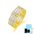 Three-row rectangular moissanite gold ring with GRA certificate and gift packaging - US 5 / Gold Three Row Square Cut Style (With GRA Certificate and Gift Box)