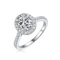 Elegant 925 sterling silver ring featuring an oval moissanite halo and pavé setting - US Size 5 / 2 Carat Oval Moissanite Ring (7x9mm) / Silver
