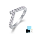 V-förmiger Ring aus 925er Sterlingsilber mit Moissanit-Steinen und Luxusverpackung - S / Silber Stil Mit Zertifikat Und Box