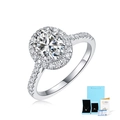 Oval cut moissanite ring in S925 sterling silver with GRA certificate and gift box - US Size 5 / 2 Carat Oval Moissanite Ring (With Certificate & Gift Box) / Silver