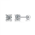 Pendientes clásicos de plata S925 con diamante redondo y cierres de rosca seguros - Pendientes de moissanita en plata de ley S925 - 0,5 ct / Plata 925